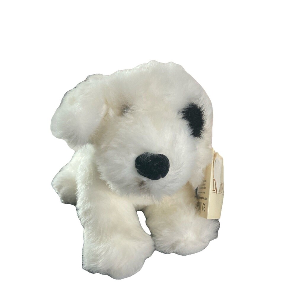 NWT Dakin Baby Pups Brussels White Puppy Dog Black Spot Plush Stuffed Animal